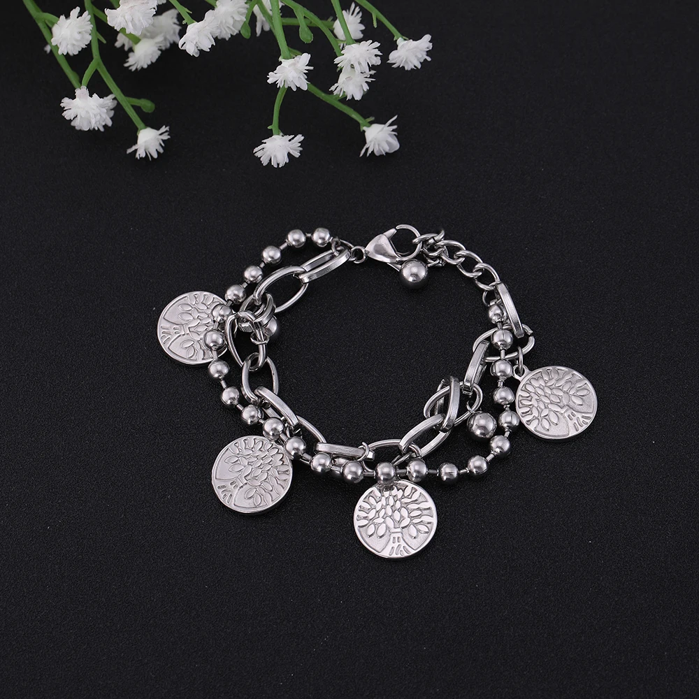Нержавеющая сталь Skyrim Древо жизни Шарм мужской браслет Для Женщин серебряные