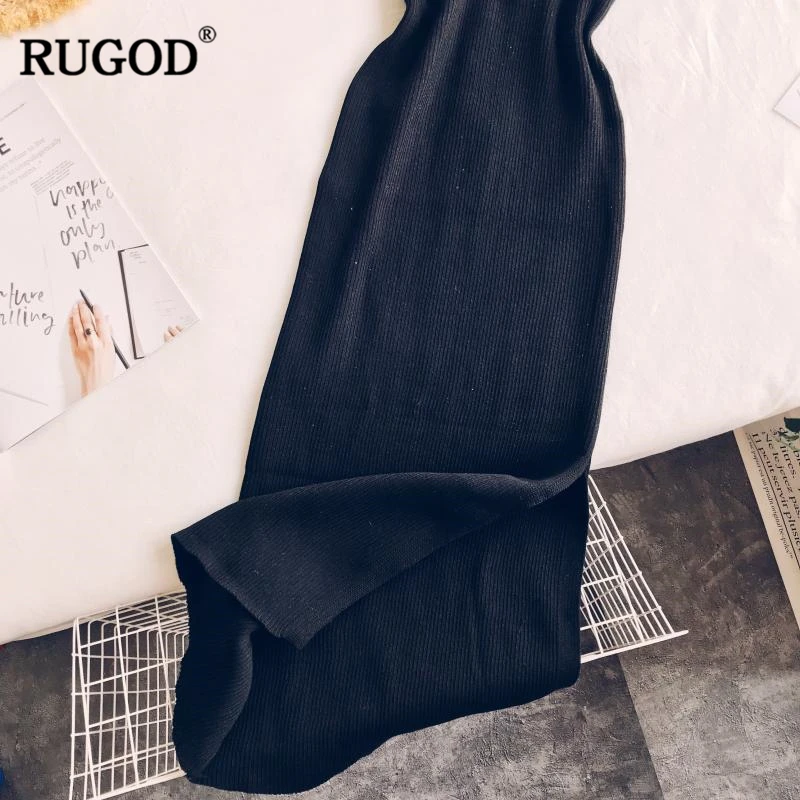 Женское облегающее платье RUGOD однотонное миди без рукавов с v образным вырезом