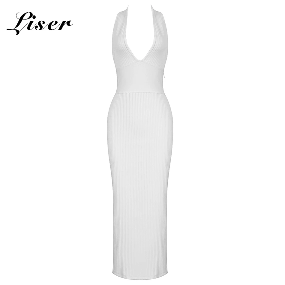 Liser 2018 New Summer Women Dress V Neck Striped Bandage Sexy Bodycon Elegant Celebrity Party Black White Dresses Vestidos | Женская