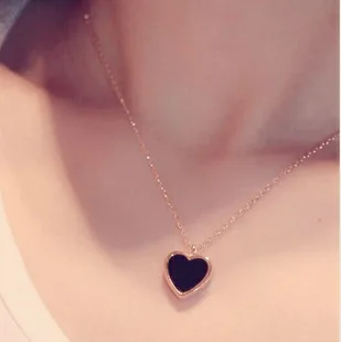 

heart pendant gold-color necklace women fashion jewelry bijoux necklaces & pendants gift black and white colors