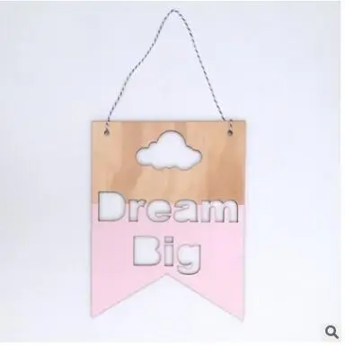 Pink Dream Big INS в скандинавском стиле положительный слоган баннер-гирлянда деревянный настенное украшение для детской комнаты украшения детской фотографии реквизит - Цвет: Pink Dream Big