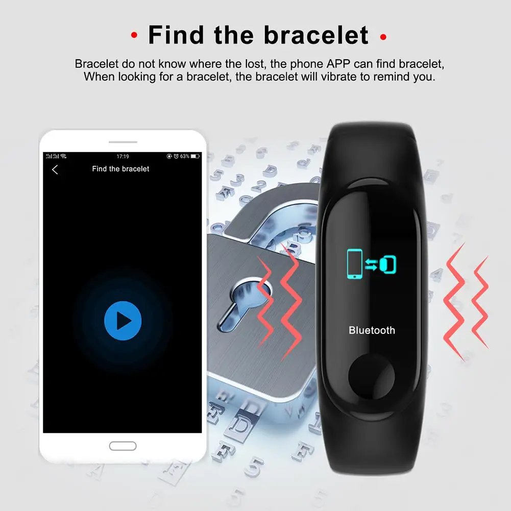 M3 Plus Smart Wristband Bracelet With Color Screen Band Heart Rate Activity Fitorts Android IOS | Электроника