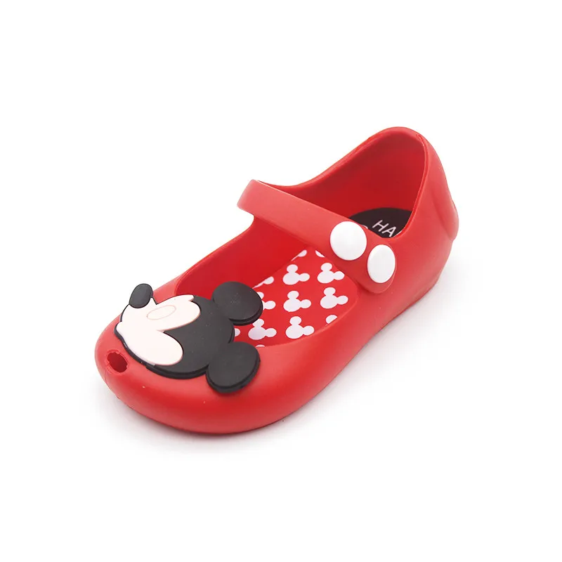 Mini Melissa/прозрачные сандалии; Новинка года; обувь для девочек с Минни и Микки; прозрачная обувь; сандалии с даргоном для девочек; нескользящие детские сандалии для малышей - Цвет: Red