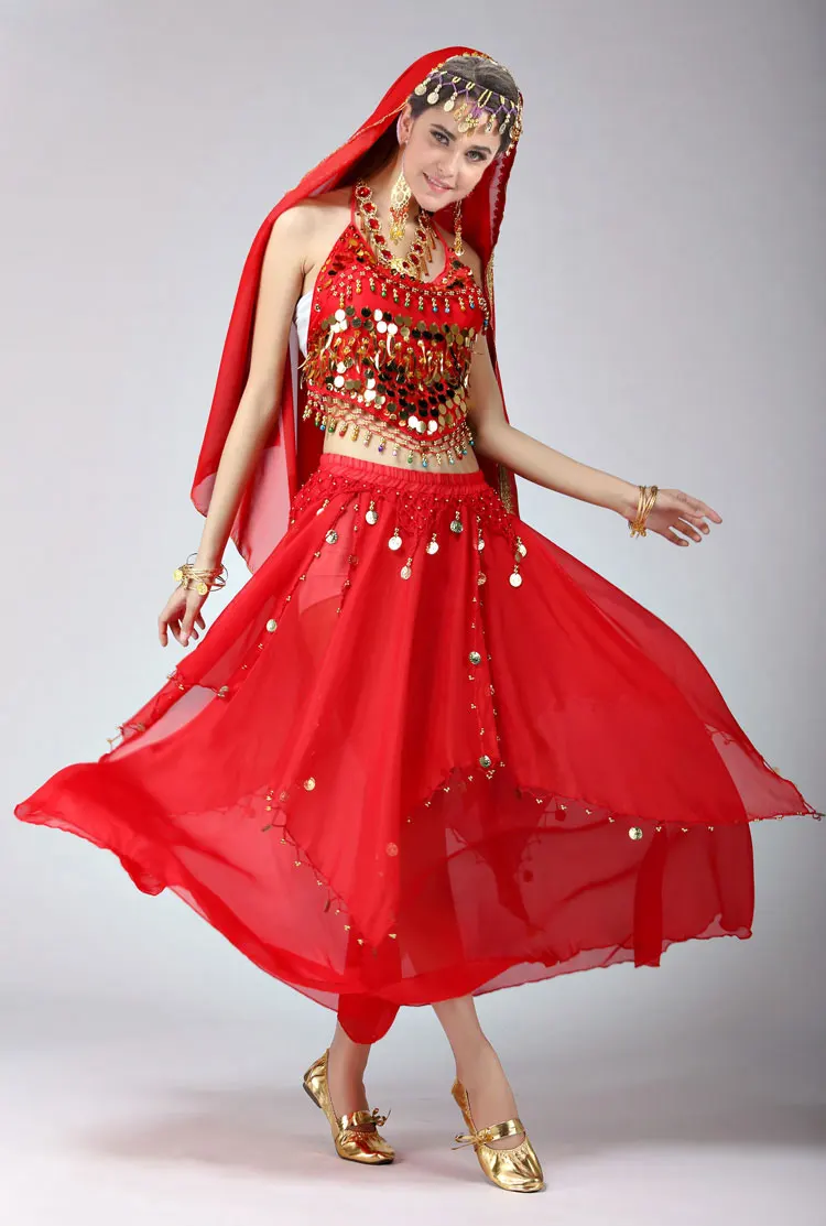 Костюм для танца живота 3 шт. цыганский костюм с монетами Египетский танцевальный