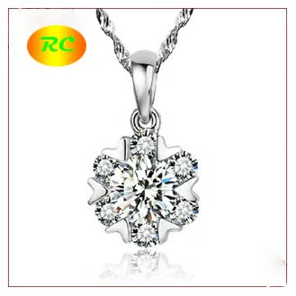Free shipping 925 Sterling Silver Snowflake Necklace Pendant with CZ female short paragraph ondes RC813 wholesale | Украшения и