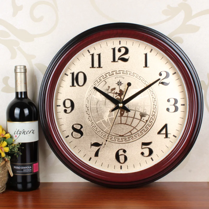 Polaris authentic atmosphere of creative imitation mahogany parlor mute wall clock hanging table Chinese classical quartz watch | Дом и сад