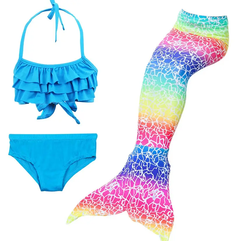 Для девочек купальник хвост русалки для плавания Косплэй дети хвостом