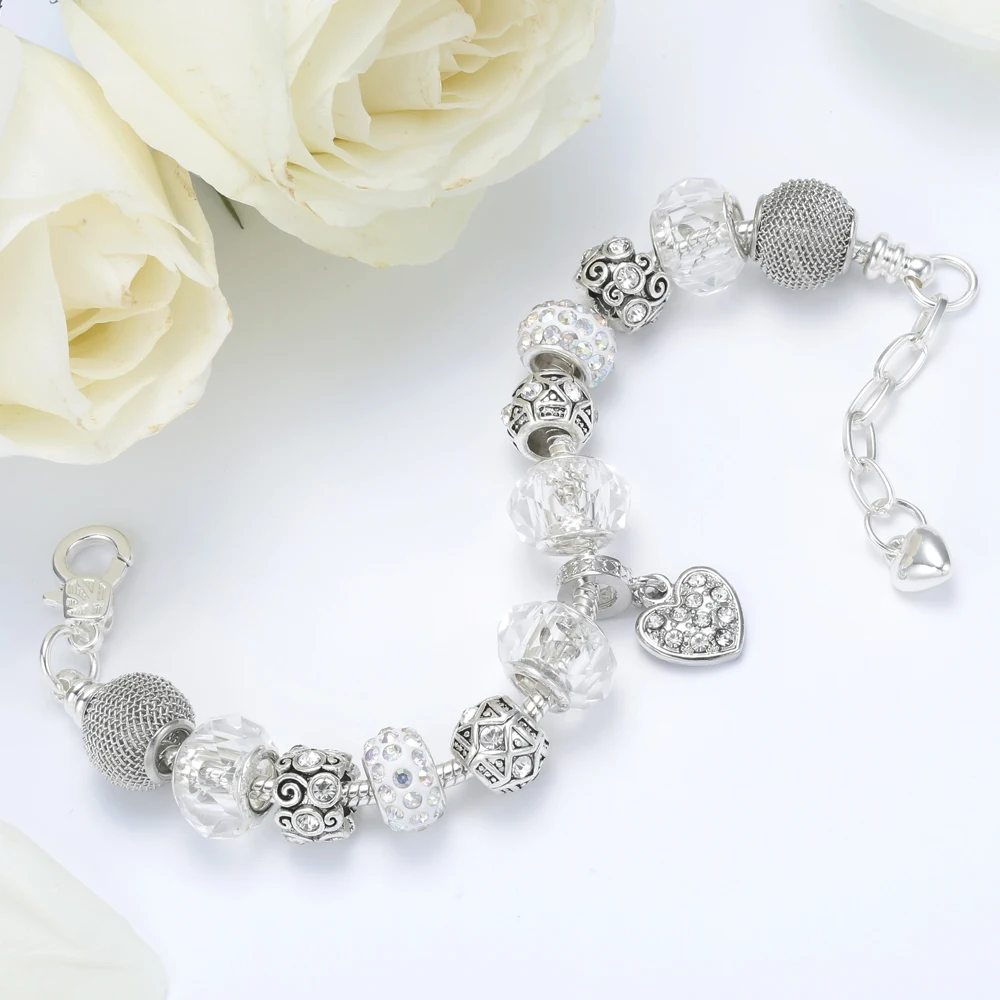 2017 европейские высококачественные хрустальные бусины серебряные