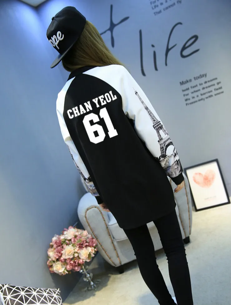 Kpop exo Luhan Sehun одежда пальто куртка бейсбольная Звезда осень зима для женщин мужские EXO корейский свободный свитер Толстовка для женщин - Color: 4