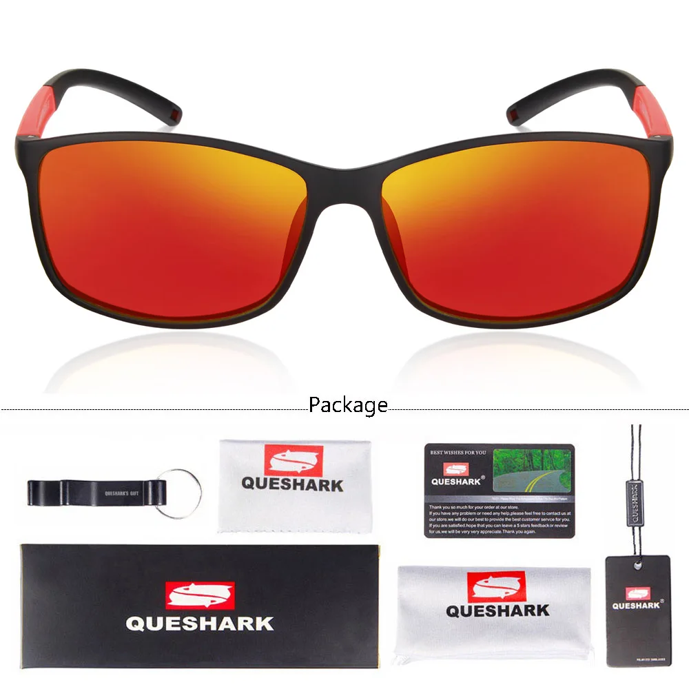 QUESHARK TR90 прочная оправа поляризационные походные очки легкие Uv400 солнечные очки для альпинизма кемпинга рыбалки походные очки 14,5 г - Цвет: BOR
