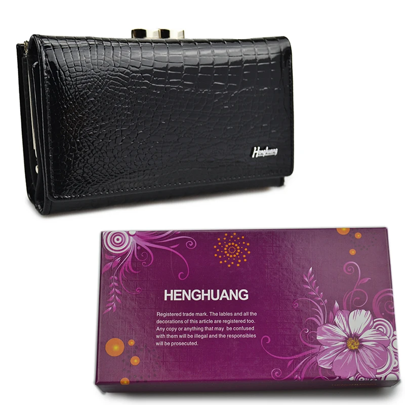 black with box HH для женщин Элитный бренд модные пояса из натуральной кожи короткие бумажник Женский Аллигатор Hasp леди портмоне кошельки Малый - Цвет: black with box