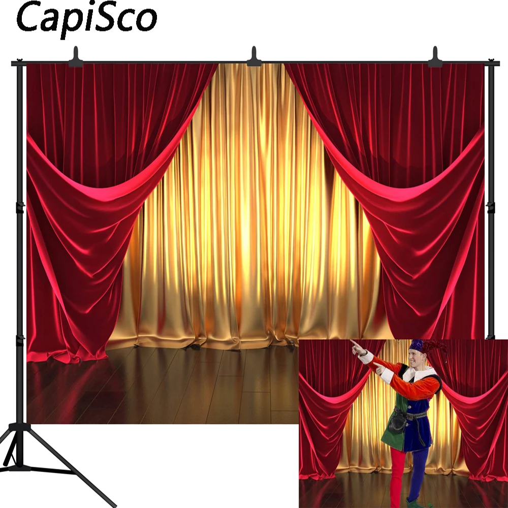 Capisco 3D тема для сцены фон фотосъемки золотые и красные занавески фото свадьбы дня