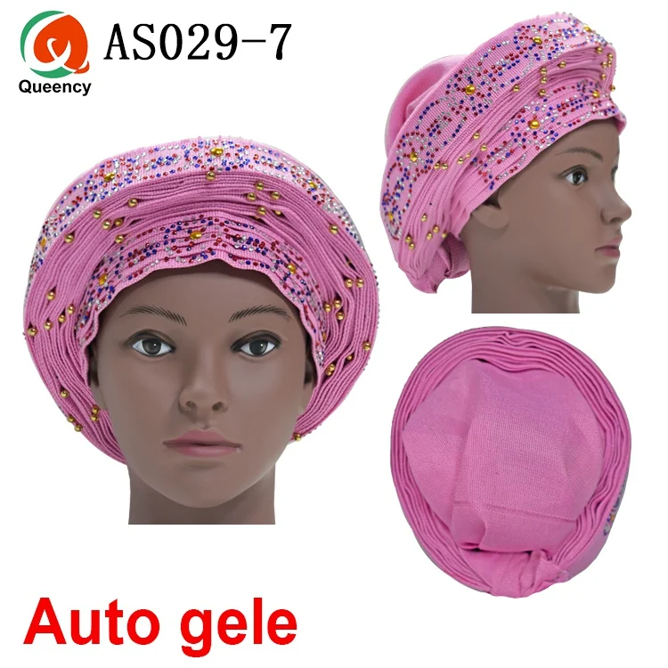 Aso Ebi Queency Африканский Авто геле уже связаны Aso OKE Headtie 1 шт./упак. доступны 24 цвета DHL AS029 - Color: pink