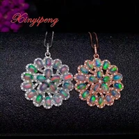 xin yi peng 925 silver plated gold inlaid natural opal pendant necklace fashion beautiful woman necklace