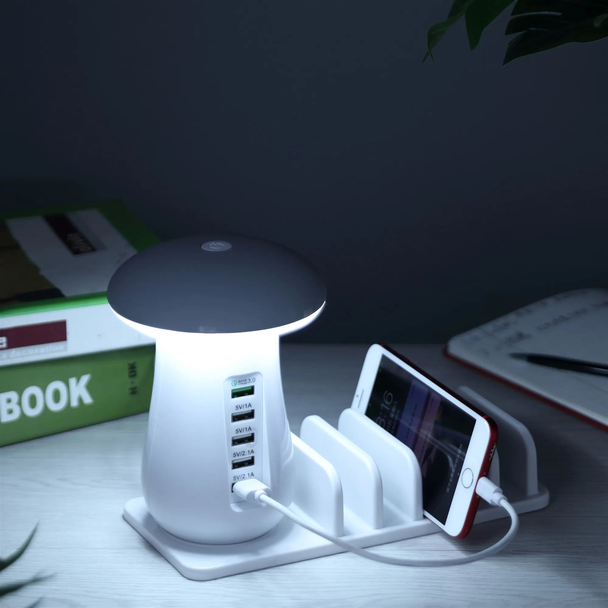 Несколько USB зарядное устройство для телефона, ночная лампа, зарядная станция, док-станция QC 3,0, быстрое зарядное устройство для мобильного телефона и планшета