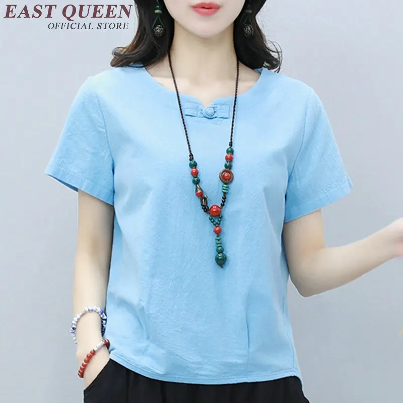 Блузка женская из 2018 хлопка и льна с круглым вырезом|shirt women|shirt women whitecotton and linen |