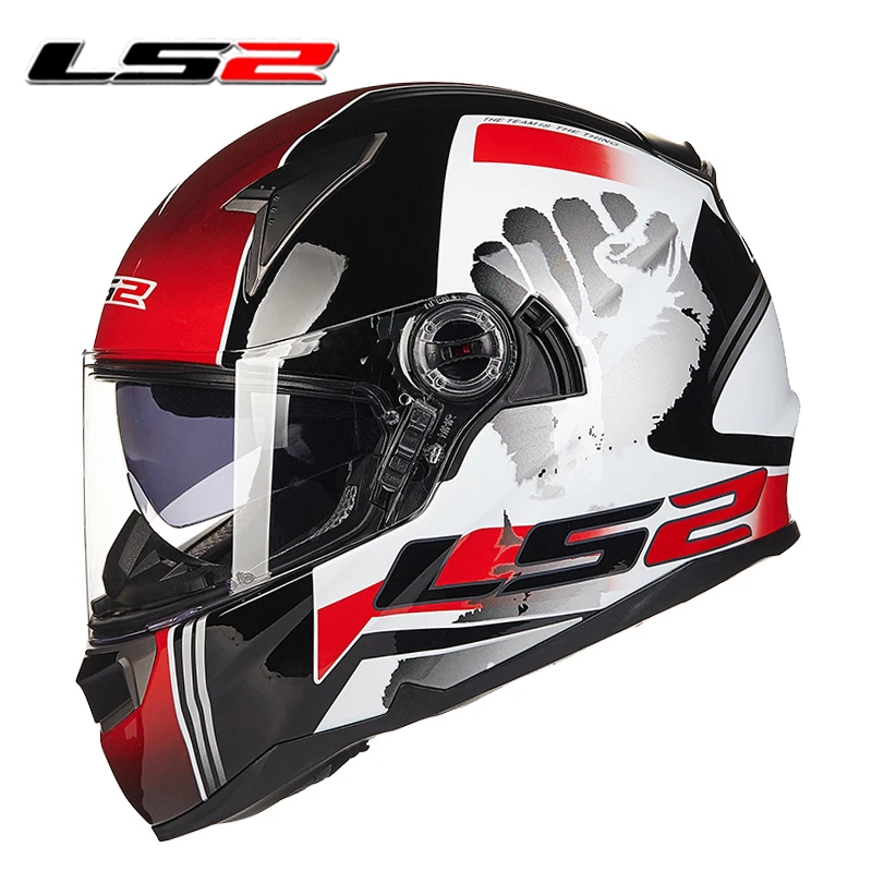 LS2 Полнолицевой мотоциклетный шлем с двойной линзой из стекловолокна