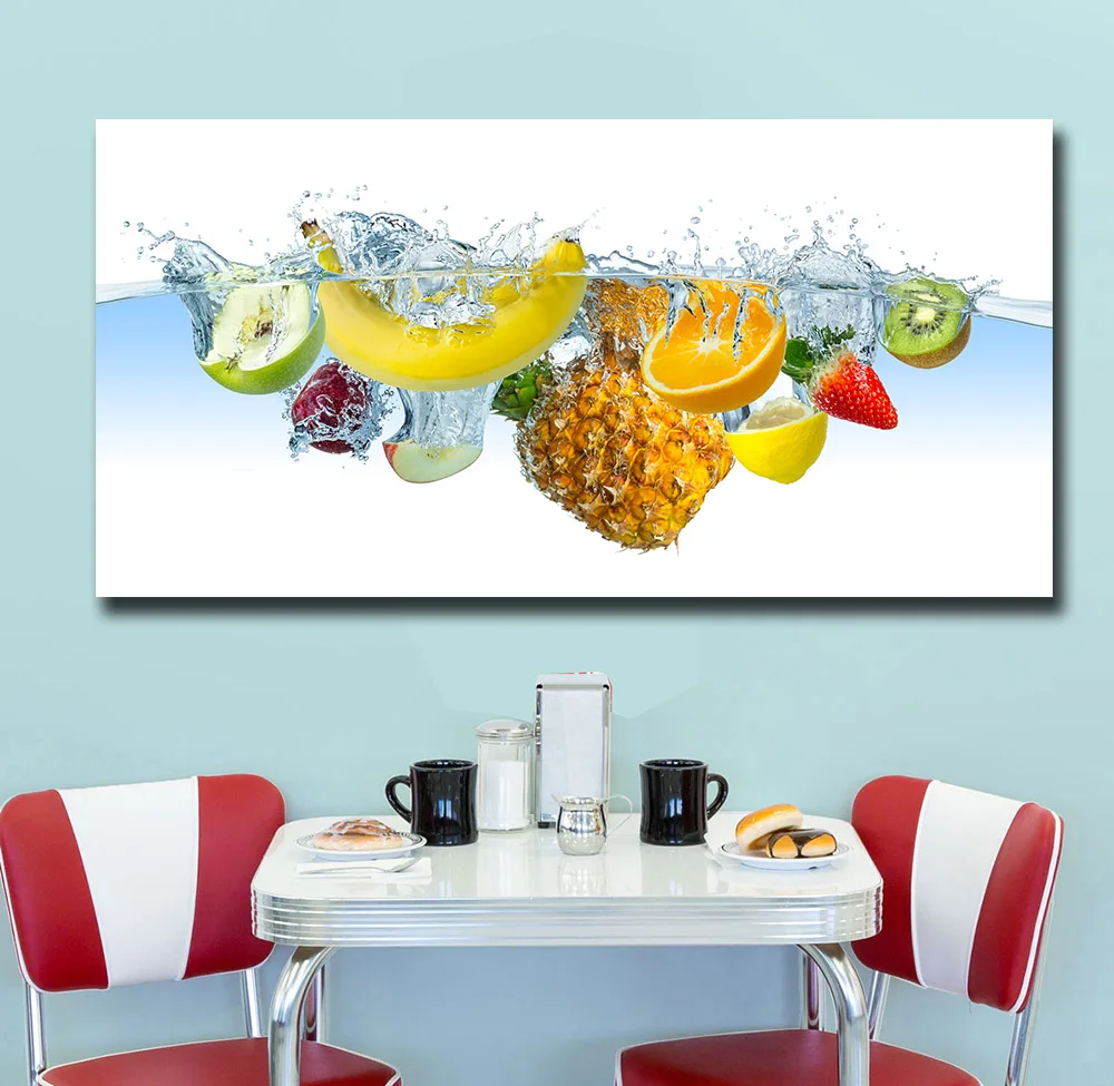 Large Size Oil Painting All kinds of fruit With Water Wall Art Canvas Prints Pictures For Living Room And Bedroom No Framed |