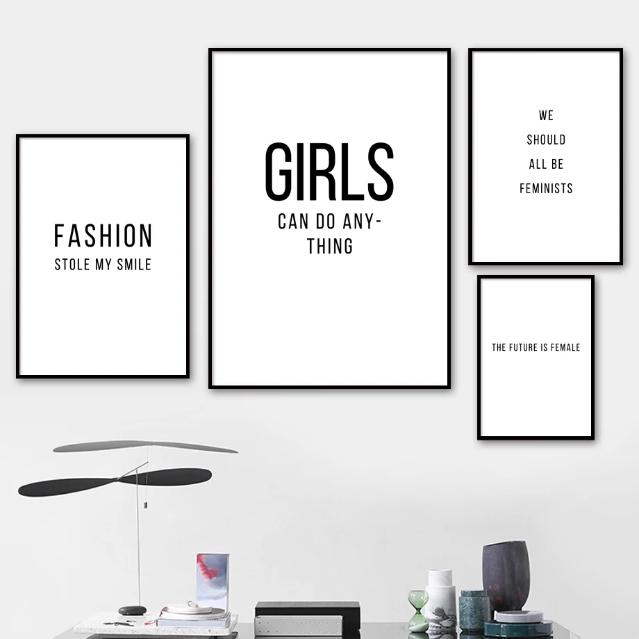 

Feminism Girl Fashion Salon Wall Art Canvas Painting Nordic Posters And Prints Black White Wall Pictures For Living Room Decor