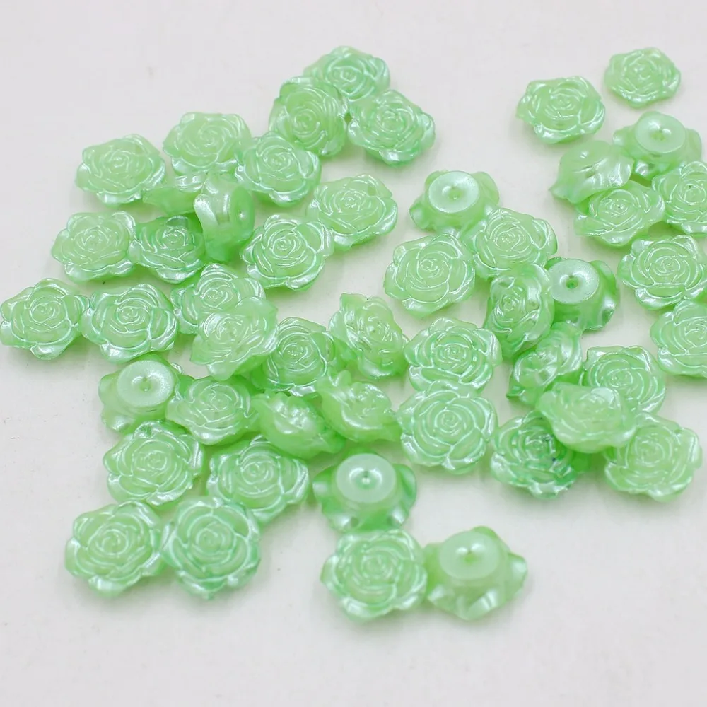 

Wholesale 300Pcs 12mm Craft ABS Exquisite Rose Flower Imitation Pearls Flatback Pearls Beads Scrapbook Diy(Green Color)
