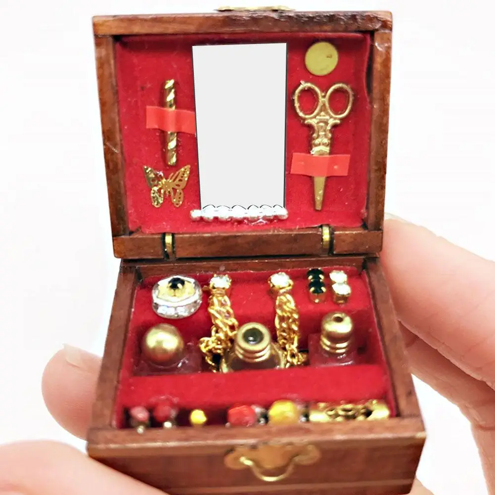 Модель шкатулки для украшений кукольного домика миниатюры Woden детей сделай сам