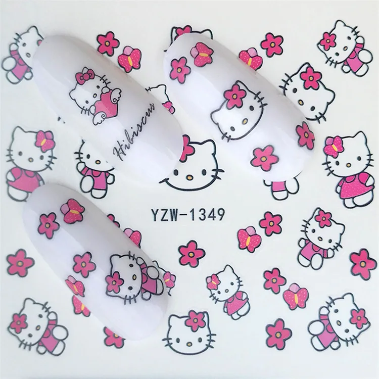 Наклейки для ногтей художественное украшение hello kitty Цветок слайдер клейкие
