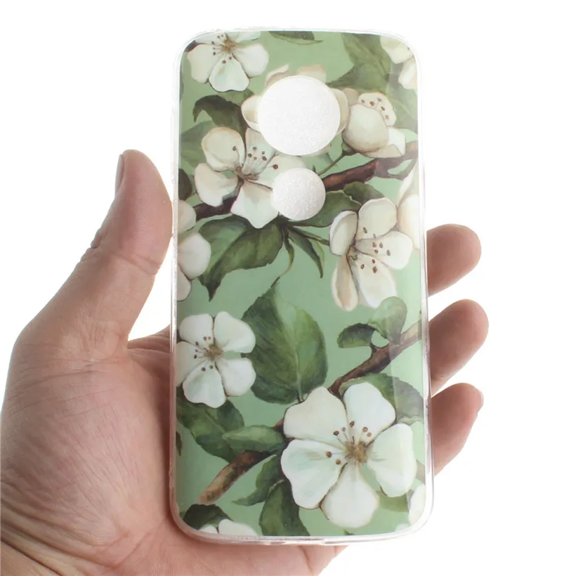 HEMASOLY Soft TPU Case For Moto E5 Plus Silicone Lovely Painted Flower Animal Back Cover |