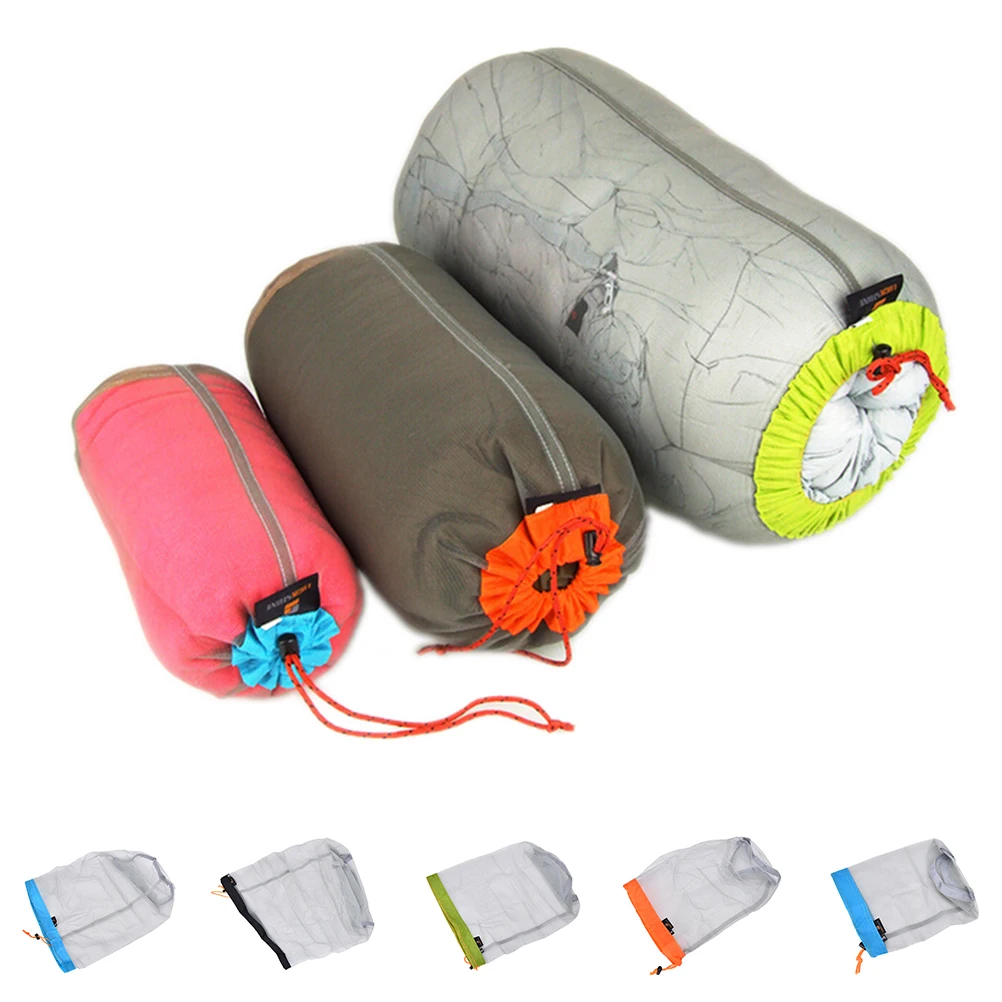 1Pcs 5 Sizes Portable Tavel Mesh Stuff Sack Drawstring Bag Travel Kit Accessories | Багаж и сумки