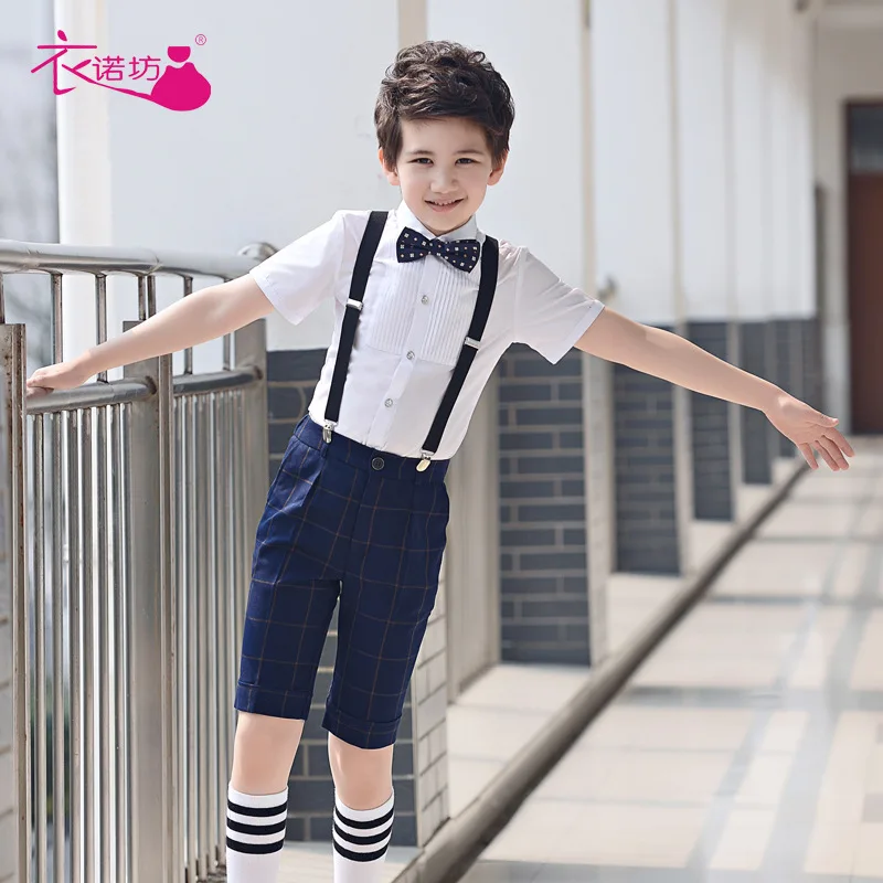 Детский синий костюм с короткими рукавами новые модели смокингов для жениха 2