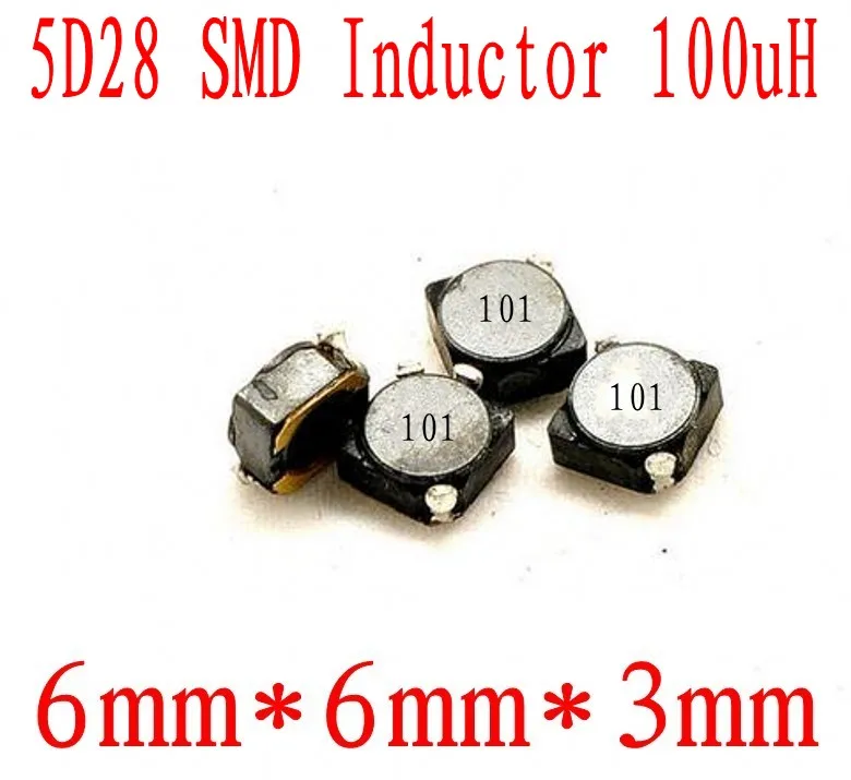 Новые SMD Индукторы 5D28 100uh 101 чип индуктор 6*6*3 мм Экранирование мощность