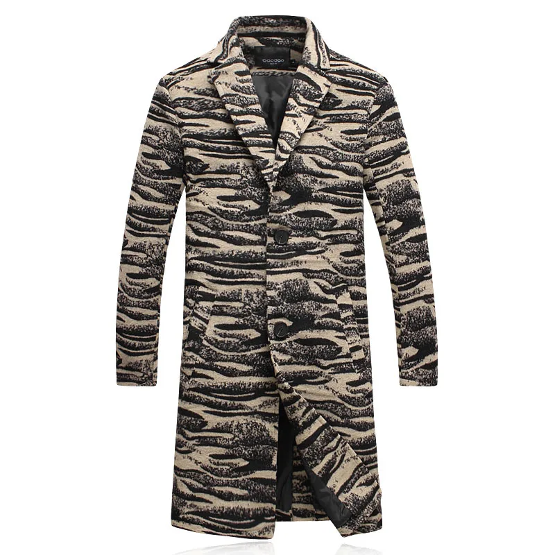 Мужская длинная приталенная ветровка с леопардовым принтом | одежда