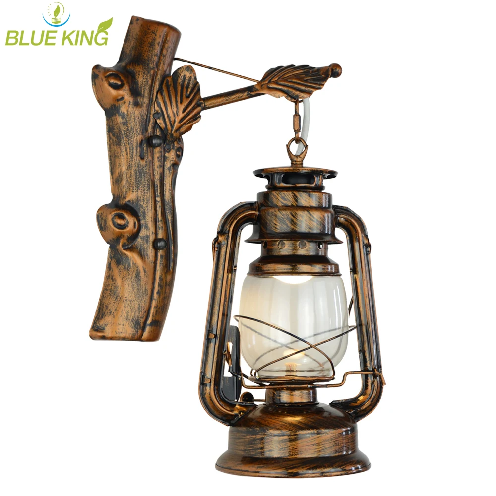 

Antique Vintage Copper Kerosene Wall Lights Fashion Iron E27 Edison LED Bulbs Deco Aisle Restaurant Lustres Wall Lamp