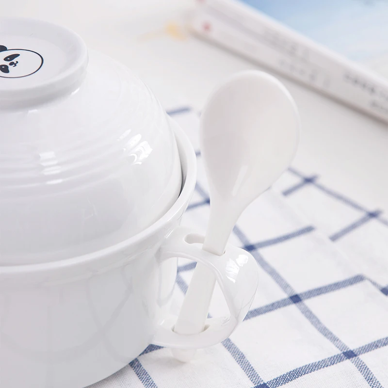 Панда керамическая чаша крышка домашние палочки для еды и ложки набор студентов