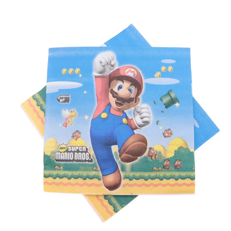 Бумажные одноразовые столовые приборы набор игра Марио Декор тарелки чашки nipkin