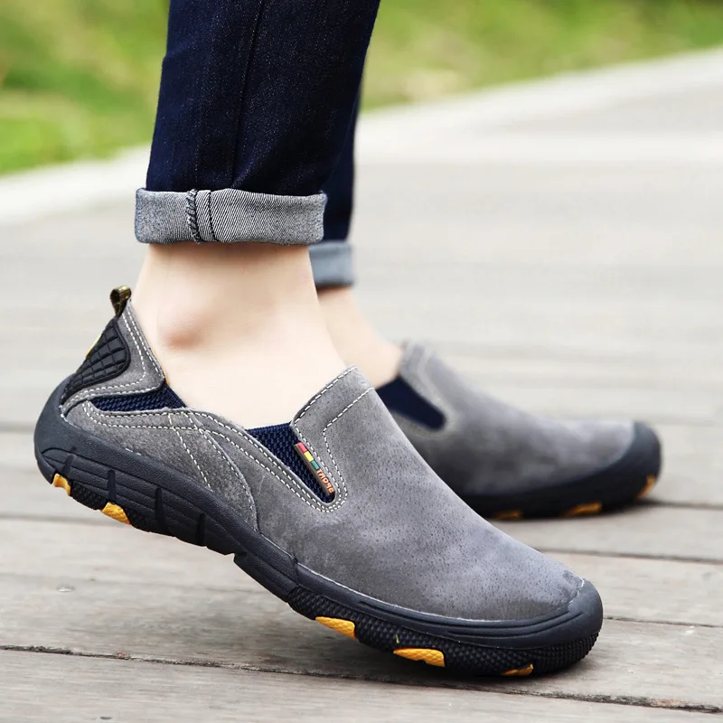 Genuine Leather Sneaker Men Casual Shoes Zapatos Hombre Flats Moccasins Loafers Mans Footwear Slip On Fashion Male AET615 | Обувь