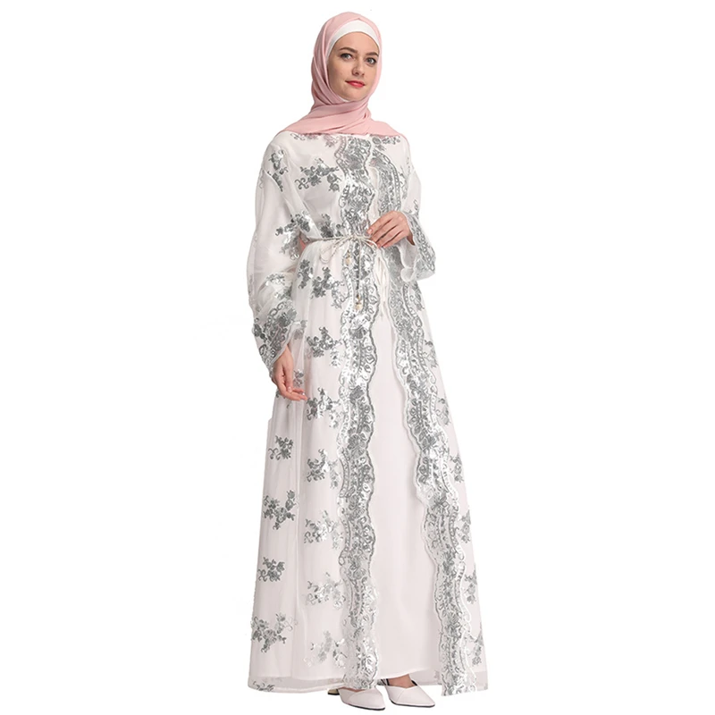 2019 элегантное кружевное турецкая исламская Костюмы Moroccan Кафтан Дубай Абаи мусульманское платье Турецкий