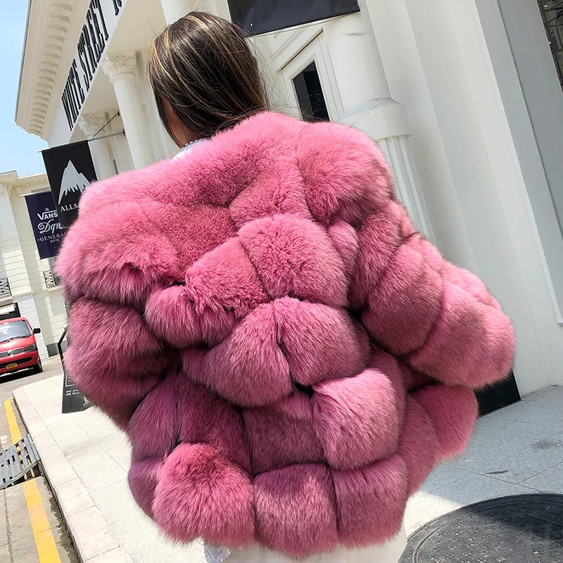 2019 New Winter Fox Fur Coat Female Long Section Round Neck Whole Leather European And American Street Wind Stitching Fur Coat