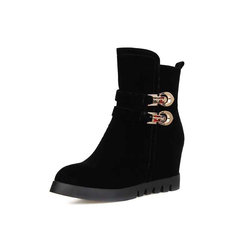 

Smirnova 2018 new arrival high heels boots round toe platform ankle boots for women metal decoration zip ladies shoes wholesale