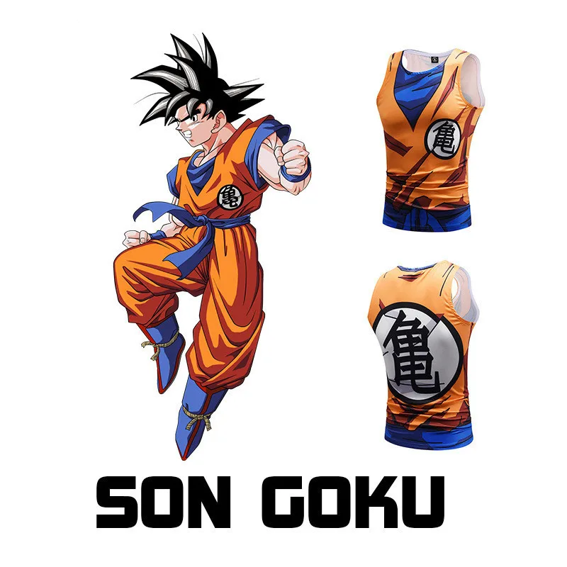 Men's Tank Top Sleeveless Compression Clothing Cosplay Costume Son Goku Anime Vegeta Tops Fitness Tanktop Мужская одежда