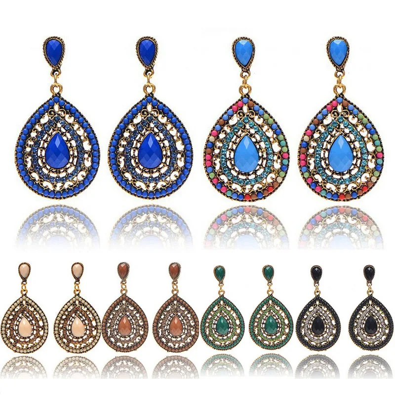 1 пара винтажные богемные серьги в форме капли из смолы сердца бисера Висячие