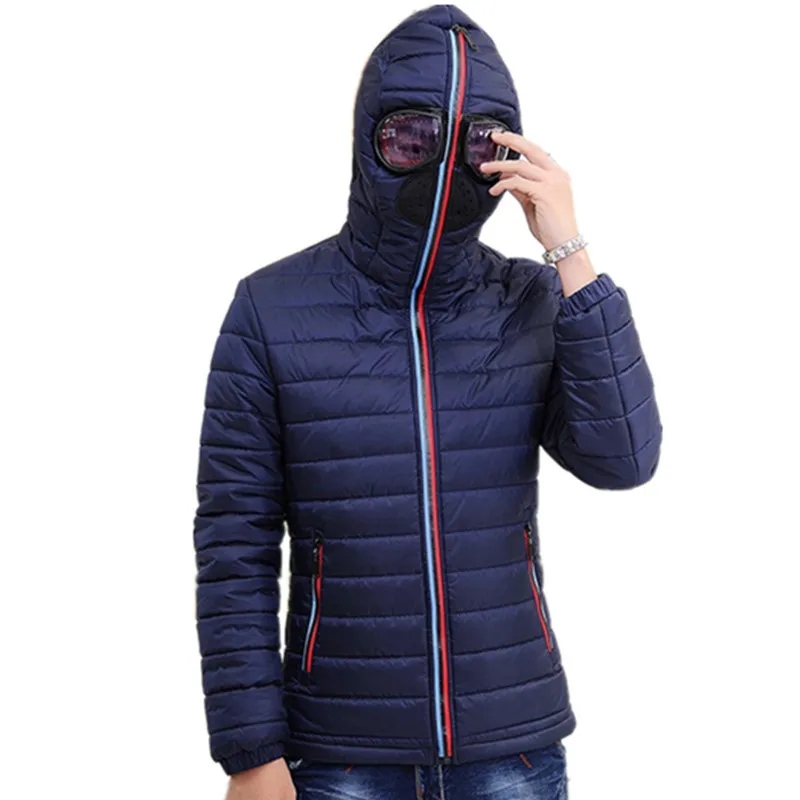 

2019 Mens Warm Camperas Children Windproof Quilted Jacket Winter Jackets Men Parkas with Glasses Padded Hooded Coat