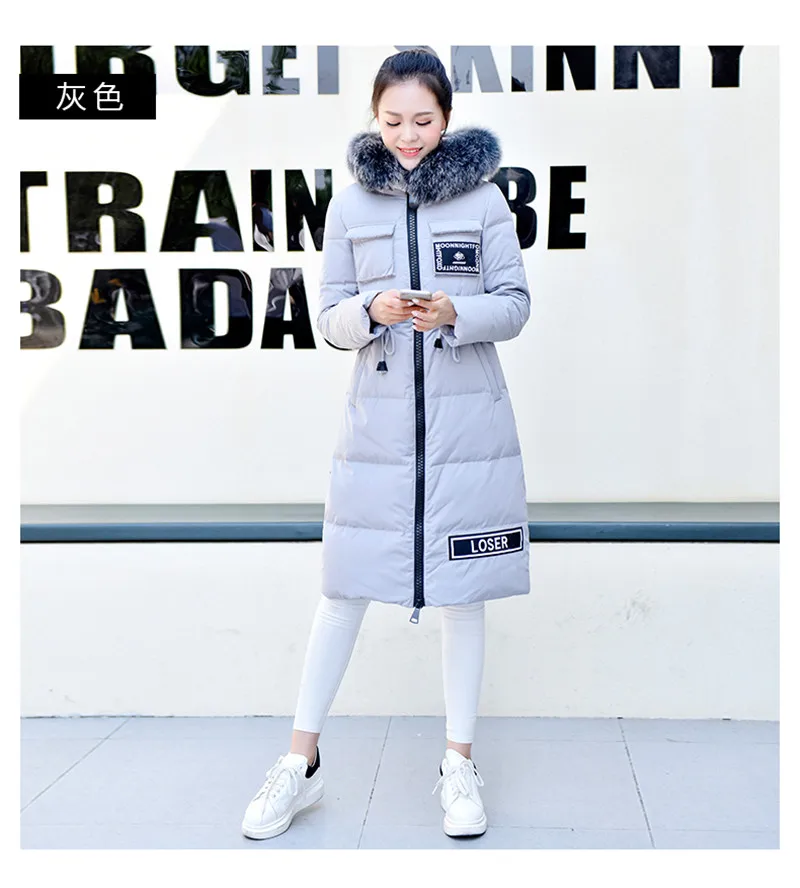 Женский длинный пуховик с капюшоном и воротником из лисьего меха|outwear women|outwear