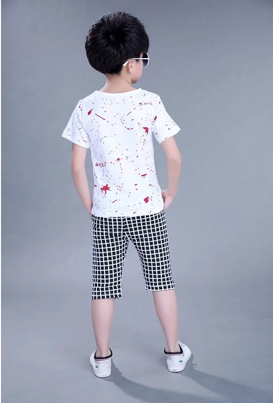Лидер продаж летние детские комплекты одежды детская футболка + короткие штаны