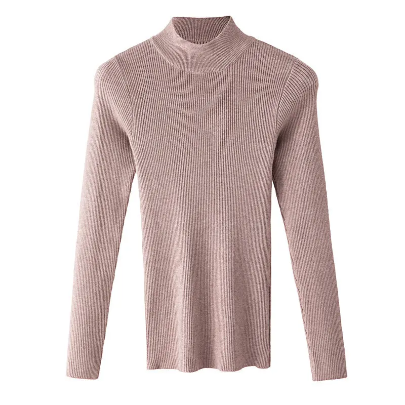 Женский трикотажный свитер Gaganight однотонный эластичный облегающий с высоким