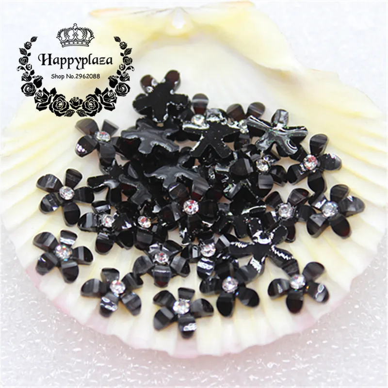 100pcs 10mm Glitter Rhinestone Resin Five-Petal Little Flowers Resin Flatback Cabochon DIY Jewelry/Phone Decoration