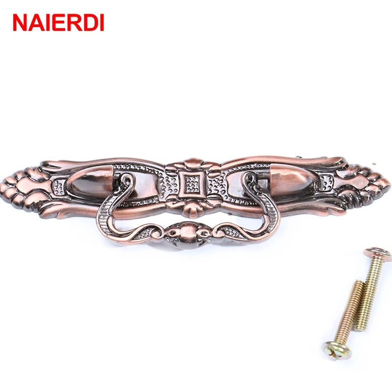 5 шт. NAIERDI красная бронзовая ручка кухонный шкаф винтажные ручки домашние для