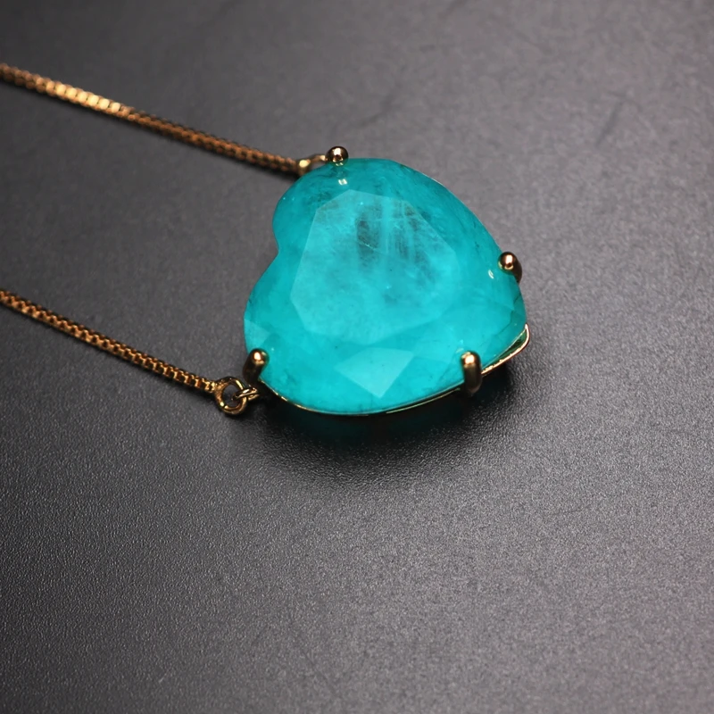 Женское ожерелье с подвеской в виде сердца золотистого цвета камнем Fusion модные