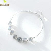 flyleaf 100 925 sterling silver natural stone moonstone bead bracelets for women fashion party jewelry