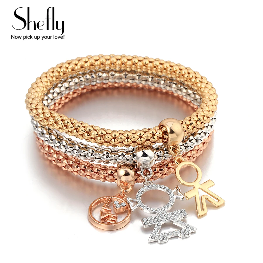 

Boys Girls Figure Charm Bracelets for Women Luxury Silver Plated Mix Color Jewelry Popcorn Chain Adjustable Bracelets & Bangles