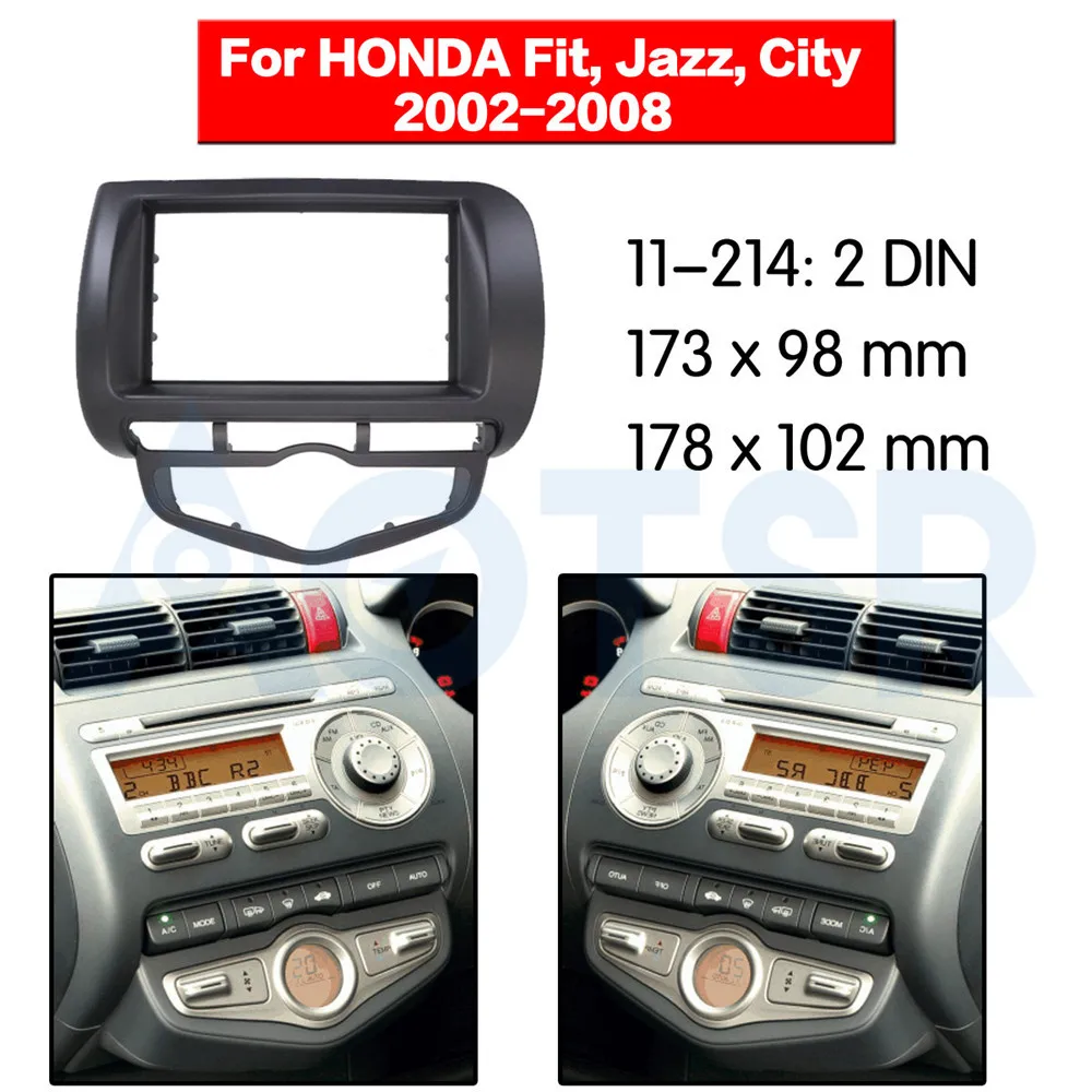 2 din Radio Fascia for HONDA Fit Jazz City 2002-2008 Audio Panel Mount Installation Dash Kit Frame Adapter Stereo DVD | Автомобили и